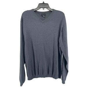 George Men’s Unisex Dark Gray V-Neck Cotton Blend Pullover Sweater XL (46/48)